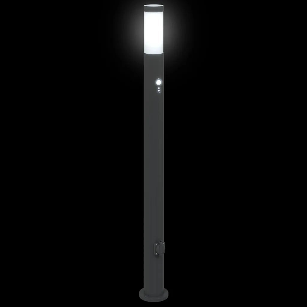 Lampioni a dissuasore con sensore e presa 3 pz 110 cm Acciaio Inox IP44 4006046
