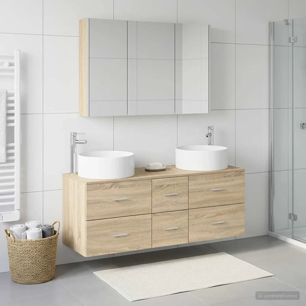 Set di mobili per il bagno 4 pcs Rovere Sonoma 3407105