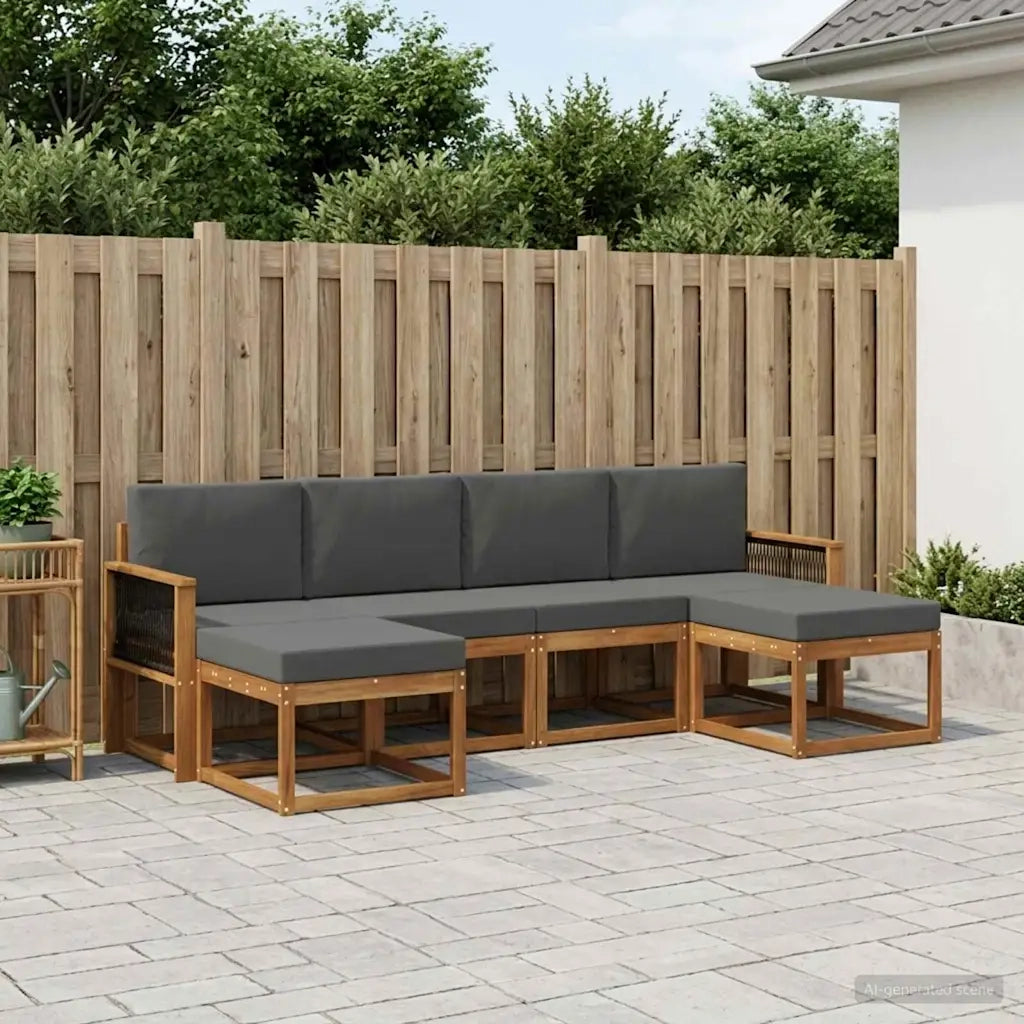 Set di divani da esterno 6 pcs Naturale e Antracite Poliestere