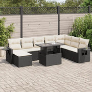 Set Divani da Giardino 9 pz con Cuscini Nero in Polyrattan 3326527