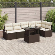 Set Divano da Giardino con cuscino 7 pcs Marrone Poly Rattan 3348834