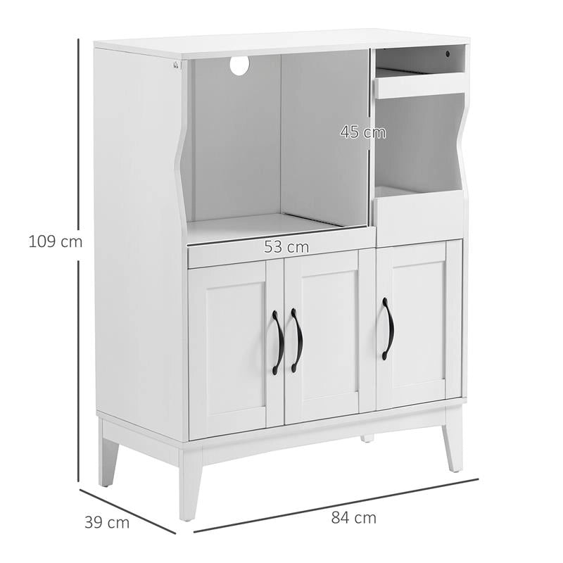 CREDENZA CUCINA SALVASPAZIO CON 2 ARMADIETTI E 2 RIPIANI ESTRAIBILI IN LEGNO 84X39X109 CM BIANCO