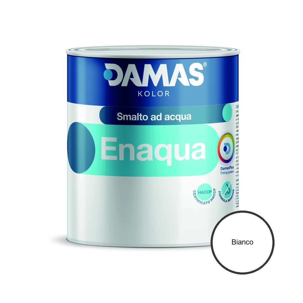 Damas enaqua lucido smalto acrilico all'acqua ferro legno pvc *** formato 0,750 lt, colore- bianco, confezione 1