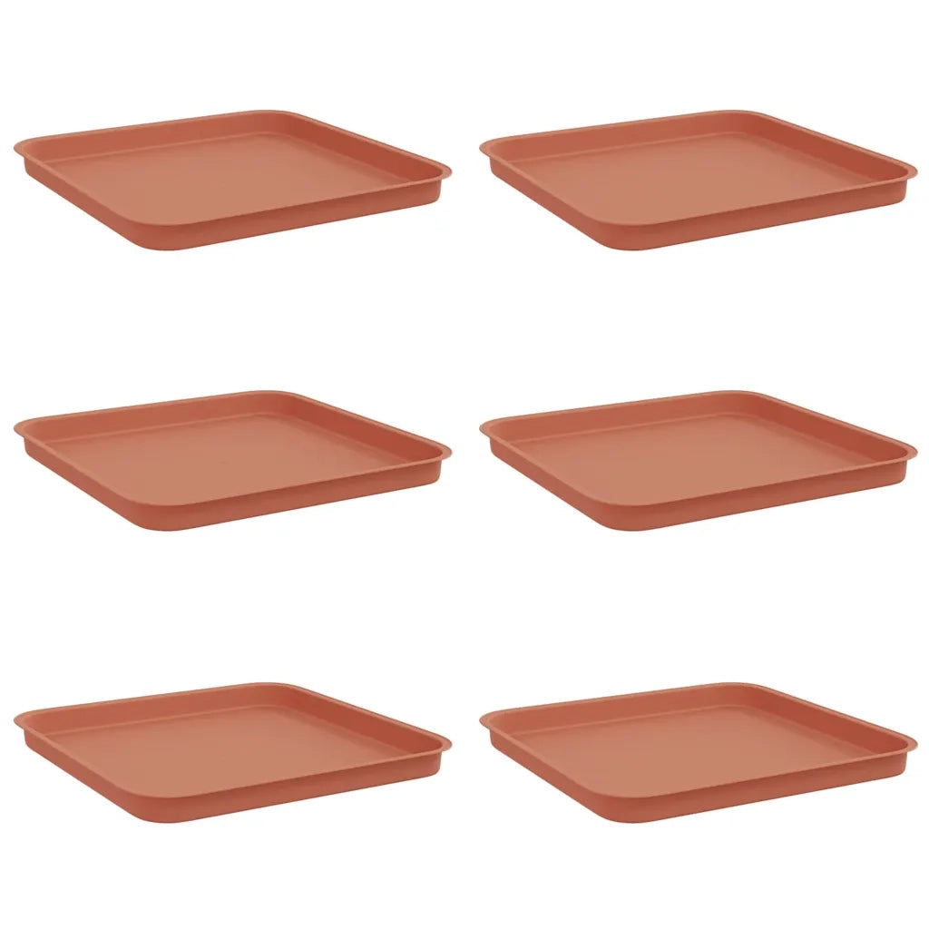 Vassoio Quadrato per Fiori 6 pcs Rosso Mattone 32 x 32 x 2,5 cm 42020359