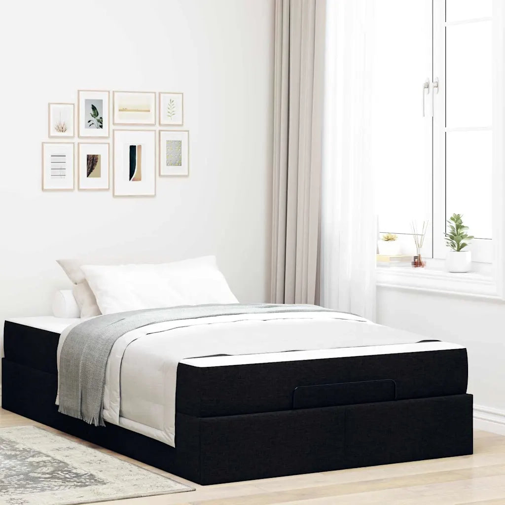 vidaXL Struttura del letto con materasso Nero 120 x 200 cm Tessuto