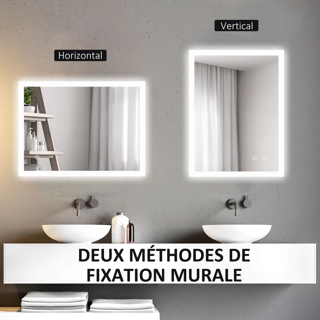 Specchio da Bagno con Luci LED ¨C Minimal ¨C Bianco 70x50 cm