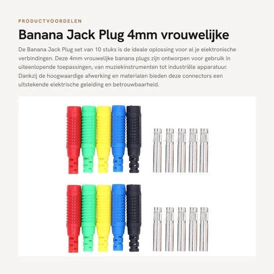 Connettori Jack Banana - 4mm femmina - per altoparlanti - connessione affidabile - compatibili con apparecchi audio - 10 pezzi - connettori compatti