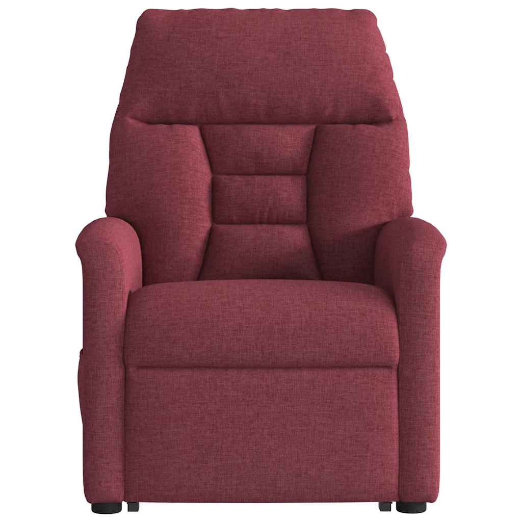 vidaXL Poltrona Alzapersona Massaggio Reclinabile Rosso Vino Tessuto