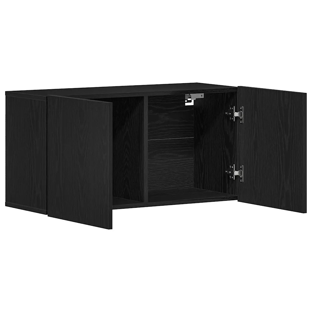 Mobile TV Rovere Nero 80x30x41 cm in Legno Massello 862196