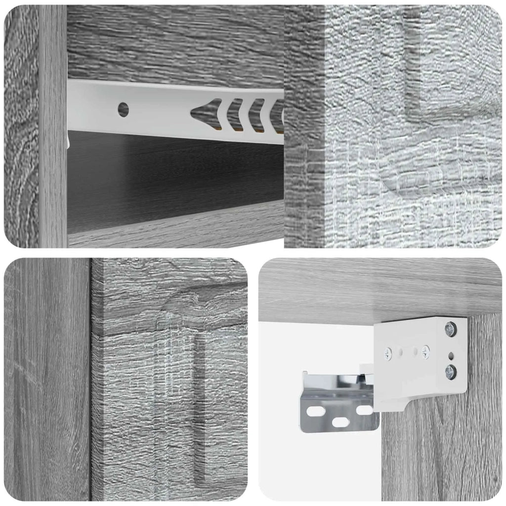 Mobiletto da notte a muro Grigio Sonoma 49 x 34,5 x 20 cm 899307
