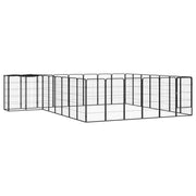 Recinto per cani con 30 pannelli 50 x 100 cm acciaio verniciato a polvere nero 02_0043627
