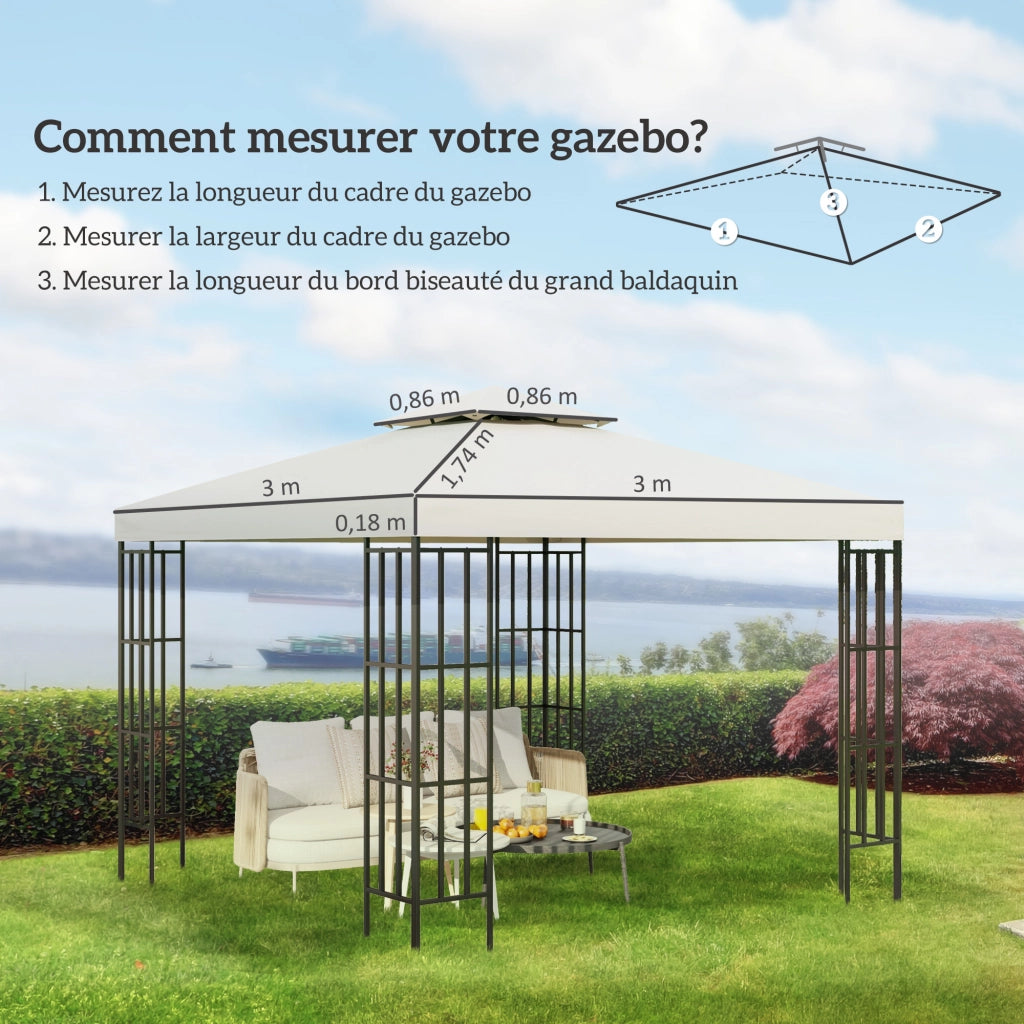 Telo di Ricambio per Gazebo 3x3 m ¨C zephmum ¨C Crema