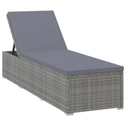 Lettino Prendisole | Sdraio da giardino | Lettino da sole con Cuscino in Polyrattan Grigio
