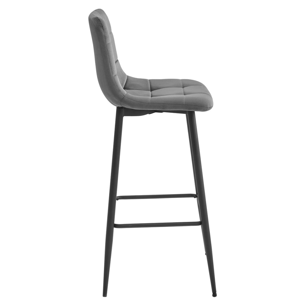 Sgabello bar Arceto in velluto grigio scuro con gambe nere