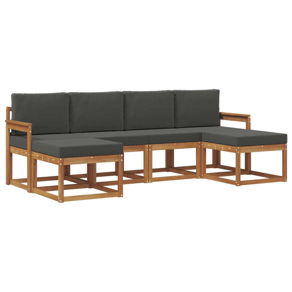 Set di divani da esterno con cuscino 6 pcs Naturale e Antracite