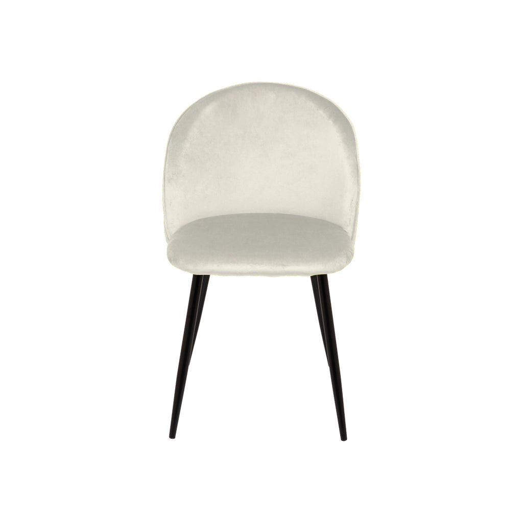 Set di 4 sedie Achito, Poltrona rivestita in velluto, Sedia da pranzo imbottita, Seduta per riunioni, 51x54h82 cm, Panna