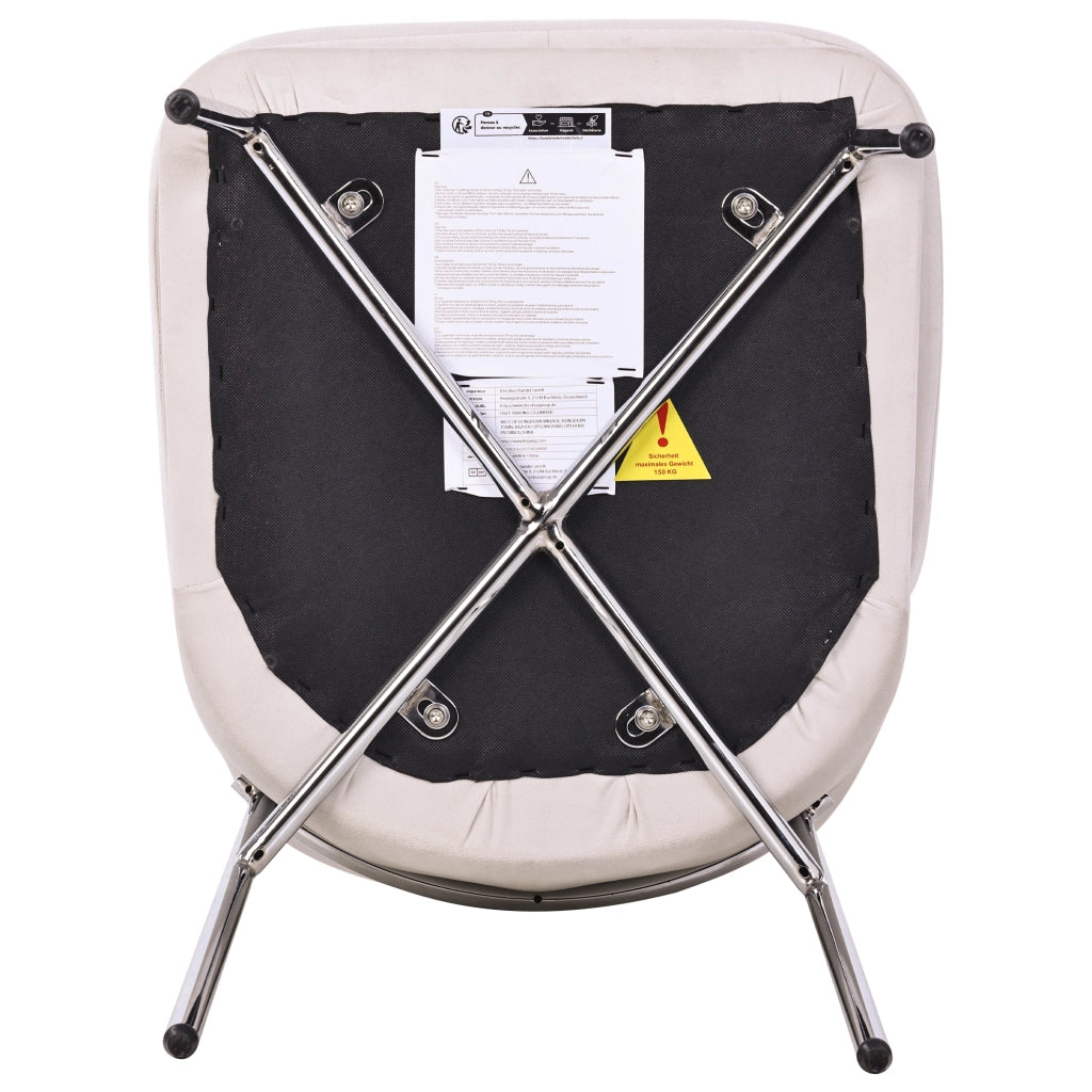 Sedie da pranzo set 6 pezzi con seduta imbottita e struttura in metallo cromato, stile moderno, in velluto beige