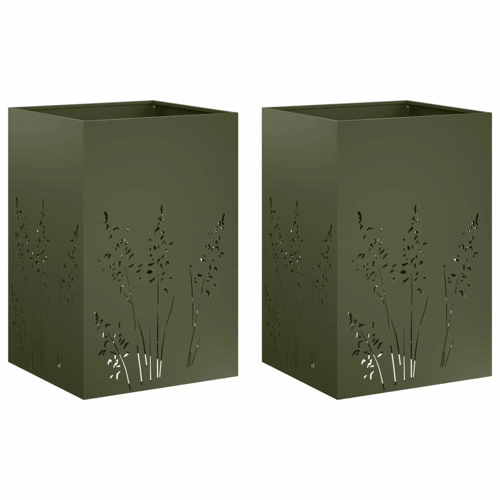 Vaso da giardino 2 pz Verde Oliva 50 x 50 x 75 cm 8005771