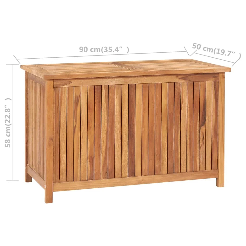 Cassetta portaoggetti per mobili da giardino 90 x 50 x 58 cm in legno massello di teak 02_0013054
