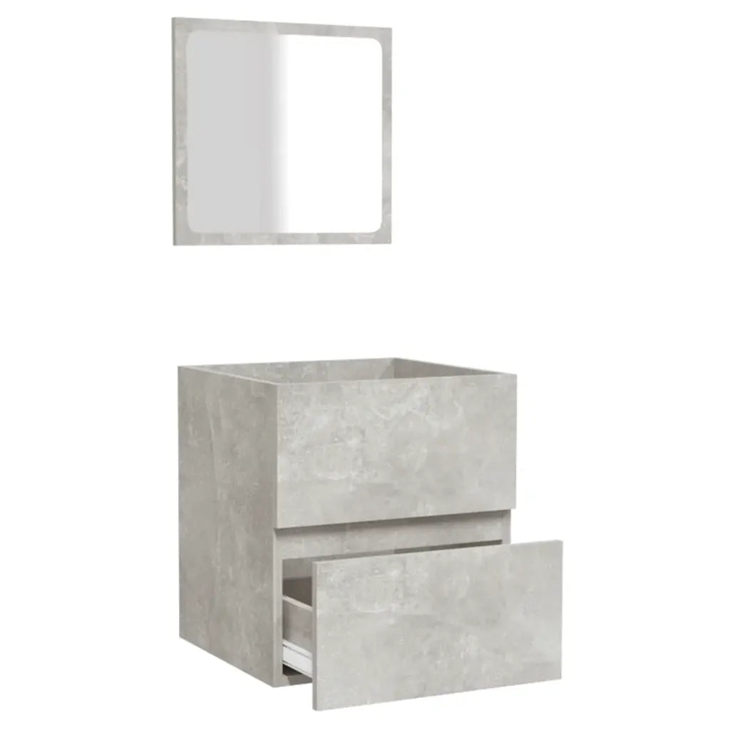 Mobile da Bagno con Specchio Grigio Cemento Legno Multistrato