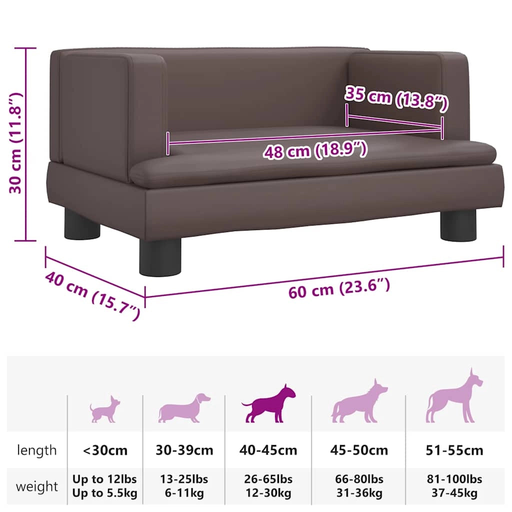 Divano letto per cani comodo 60 x 40 x 30 cm in similpelle marrone 02_0042721
