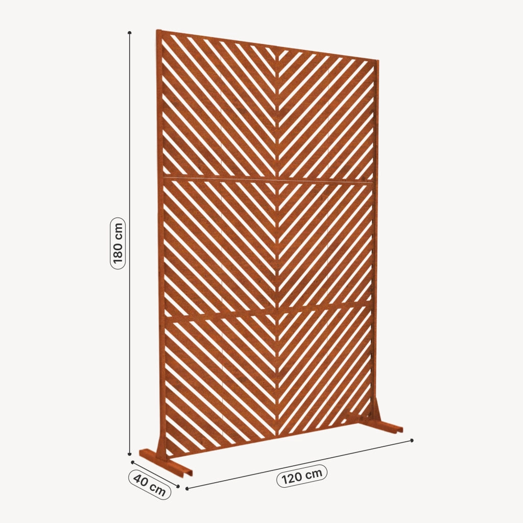 Pannello Divisorio Kekan con Struttura Decorativa in Acciaio Corten 180 x 120 cm - Marrone Ossidato casa.pro