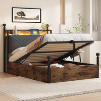 Letto ferro 90x190cm?- Xylo - idraulico LED USB baldaquin nero