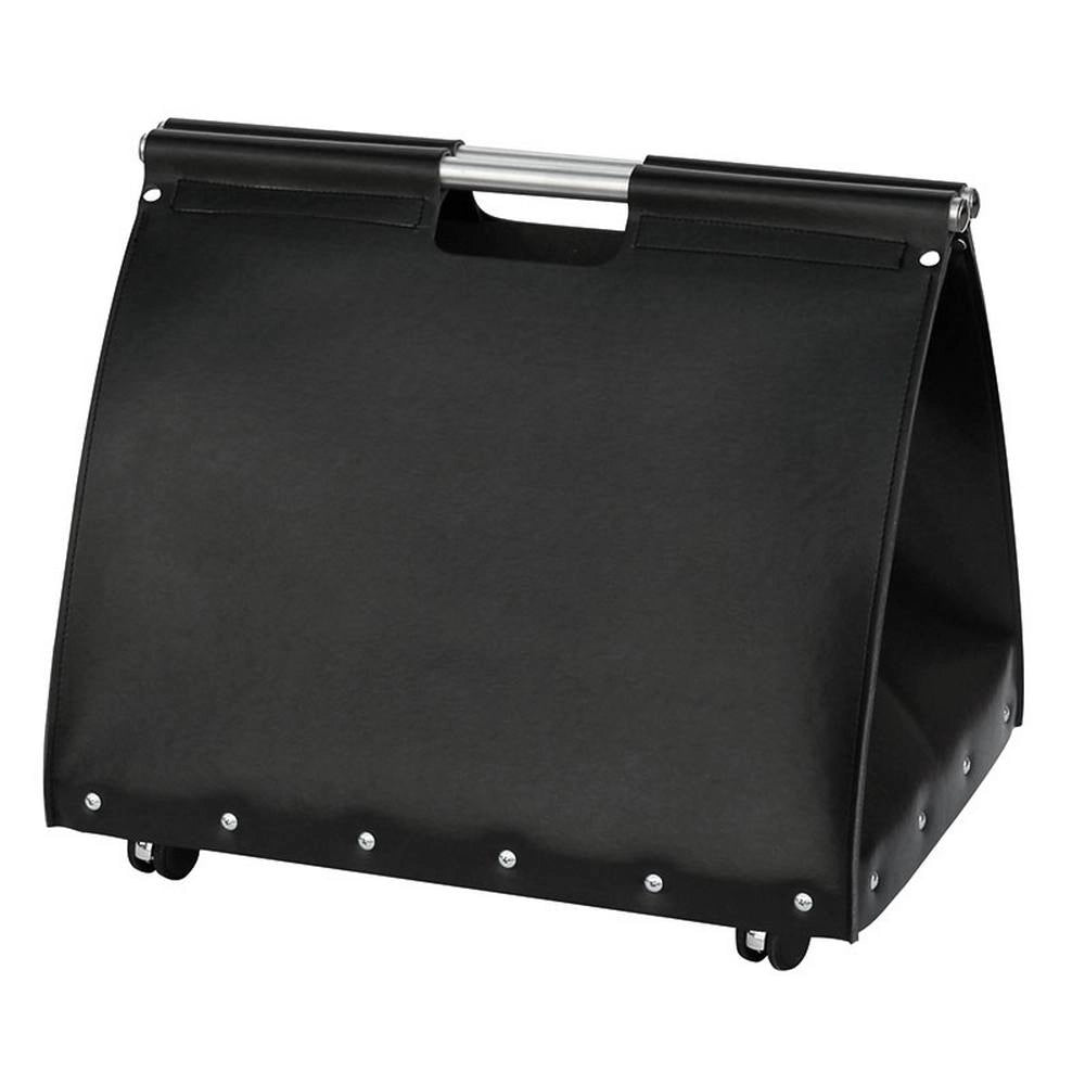 Portalegna borsa in ecopelle nero h. 50  l.55x40 cm.  Made in Italy