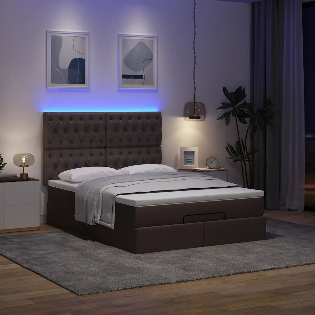 Struttura Letto Pouf con Materasso 140x190 cm in Tessuto 3314089