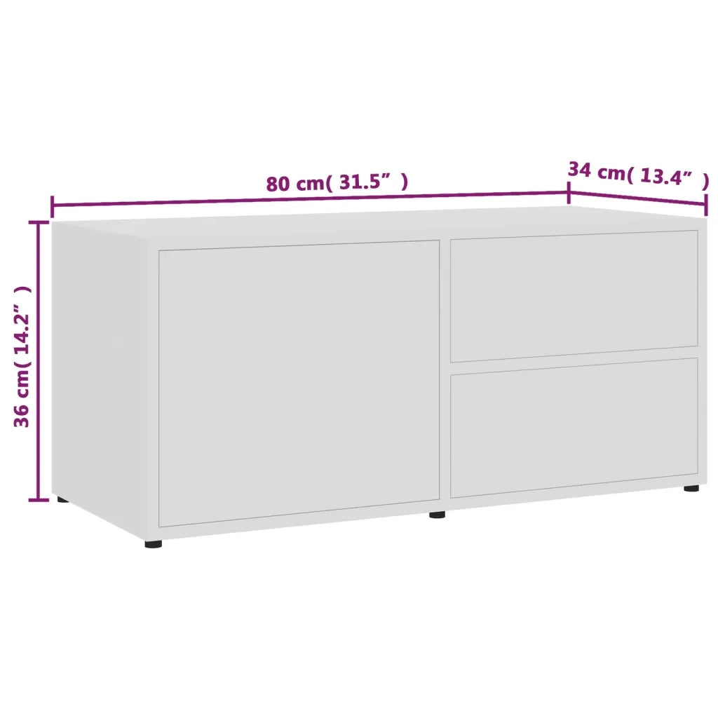 Mobile Porta TV Bianco 80x34x36 cm in Legno Multistrato 801850