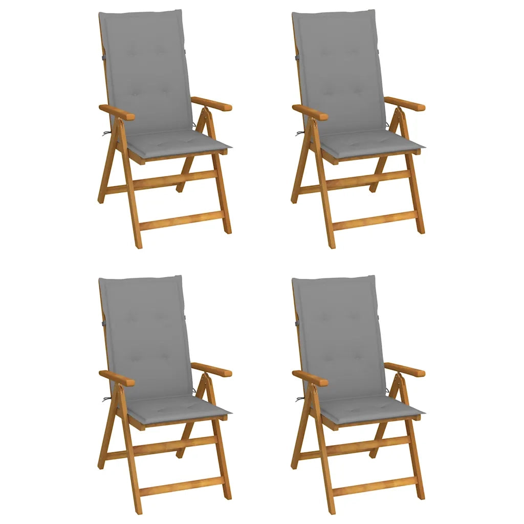 Sedie Reclinabili Pieghevoli 4 pz con Cuscini Massello Acacia 3065348