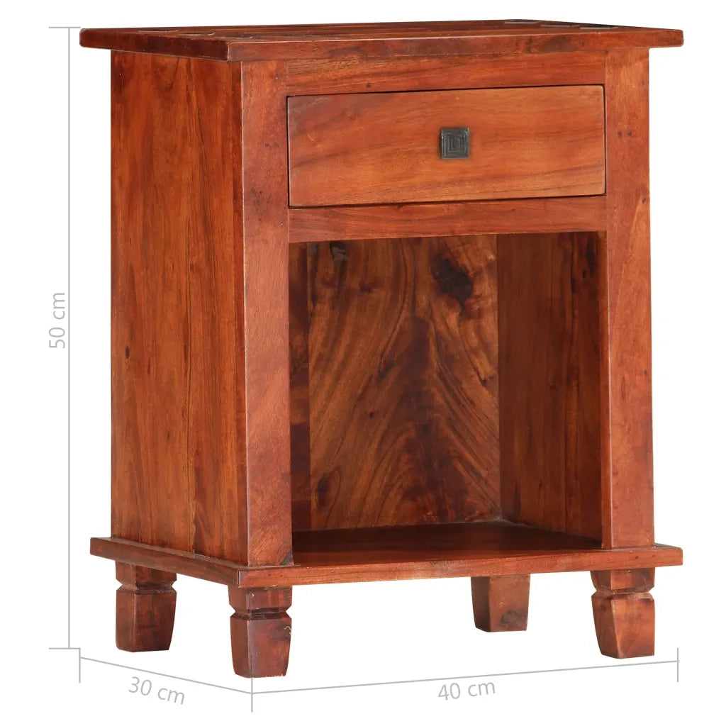 Comodino-Tavolino da notte 40x30x50 cm in Legno Massello di Acacia 729396