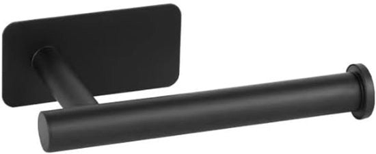 Sostegno per tessuti in acciaio inossidabile, fissaggio al muro, senza chiodi o fori, adesivo self, sostegno per tessuti per la cucina, sostegno per carta igienica per la stanza da bagno (nero, quadrato, corto).