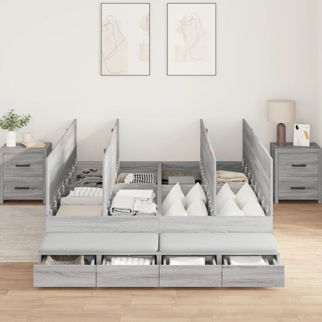 Struttura letto contenitore Grigio Sonoma 140x190 cm