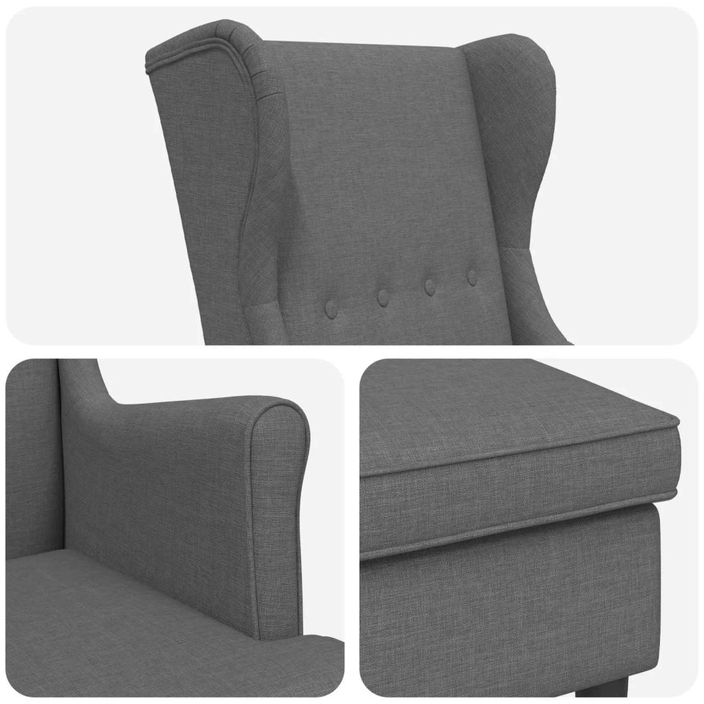 Poltrona con Ottomano 2 pz Grigio Scuro Tessuto 3418832