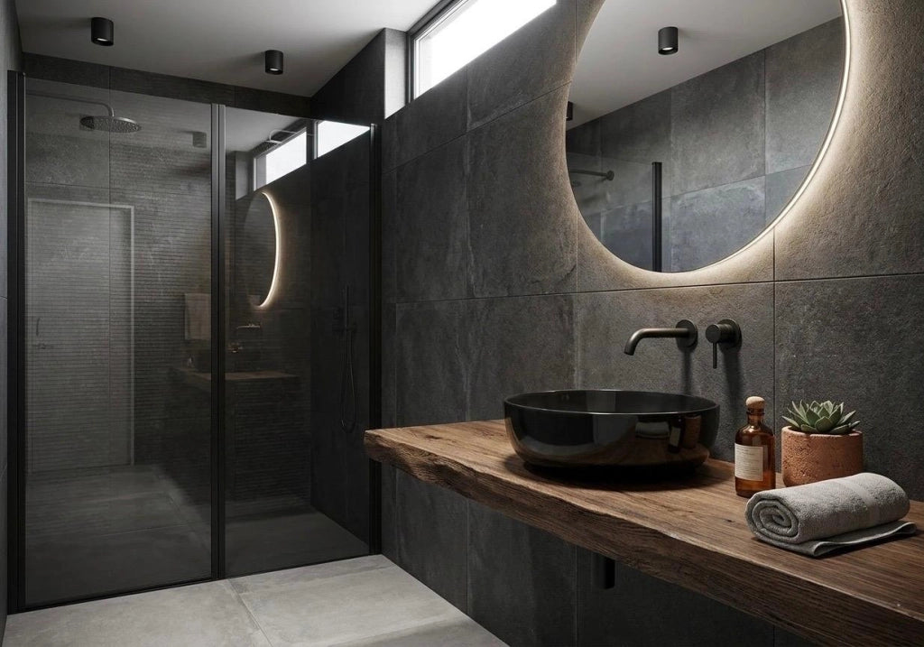 Lavabo bacinella d'appoggio tondo Diametro 38.5 cm in ceramica - Nero