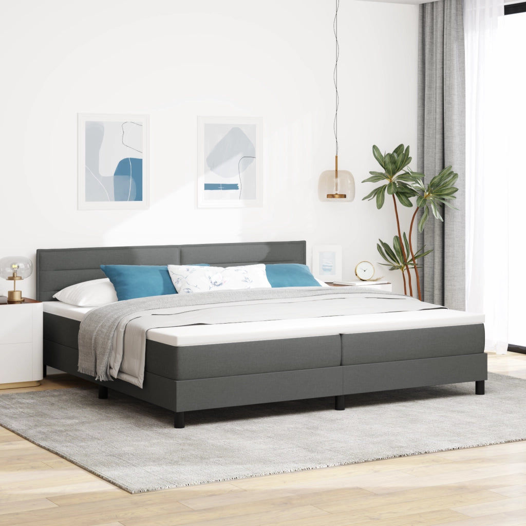 Letto Box Spring con Materasso Grigio Scuro 200x200 cm Tessuto