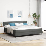 Letto Box Spring con Materasso Grigio Scuro 200x200 cm Tessuto