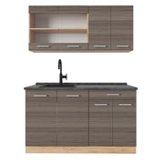 Vicco Cucina monoblocco Grigio nobile/rovere dorato 140 cm , PL Antracite