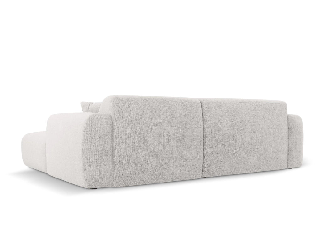Cosmopolitan Design - Divano angolare sinistro "Nolio" 4 posti in ciniglia grigio chiaro 
