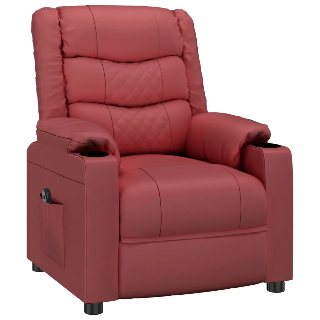 Poltrona Reclinabile Elettrica Rosso Vino in Similpelle