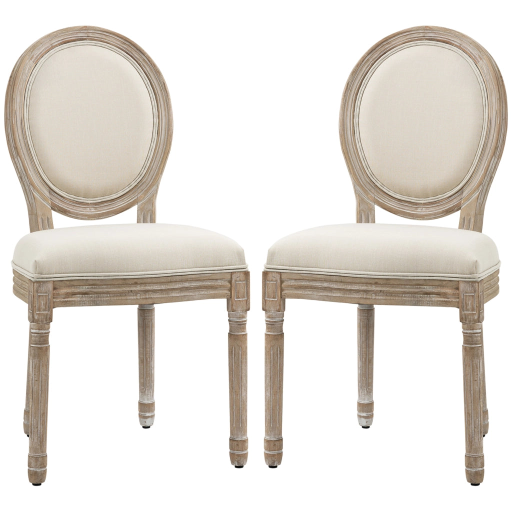 Set di 2 Sedie da Pranzo ¨C zephmum ¨C Legno Massello Stile Retr¨° Beige