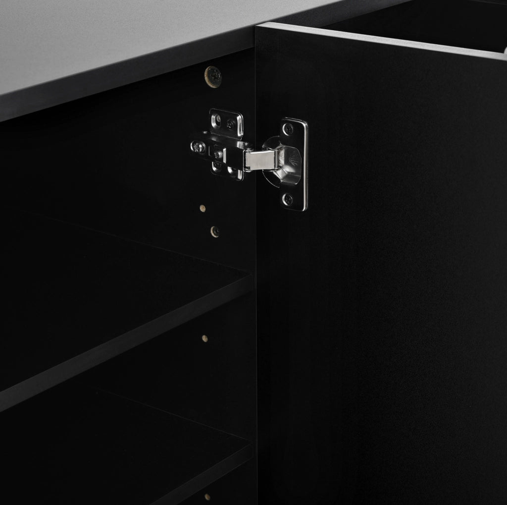 Scarpiera 105x39.5x100.5 cm con LED a 16 colori; ripiani regolabili e cassetto in truciolato nero; naturale