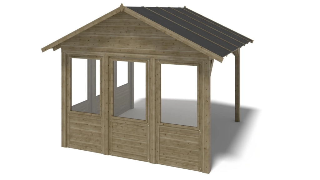 Gazebo da giardino in legno pergola 4.04x4.04 m con pannelli - Impregnata - ALT127 - ALTANKA
