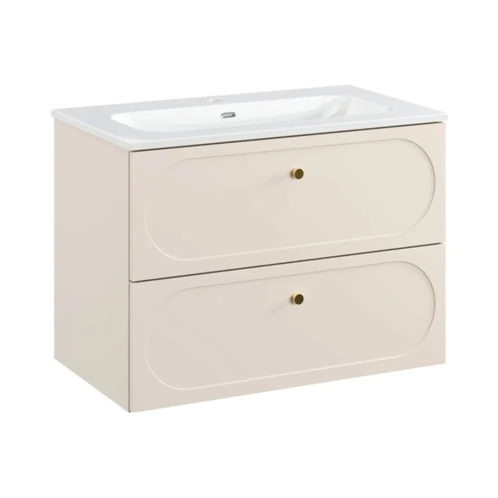 Set bagno TORNADO: mobile sottolavabo 80cm beige + lavabo da incasso bianco