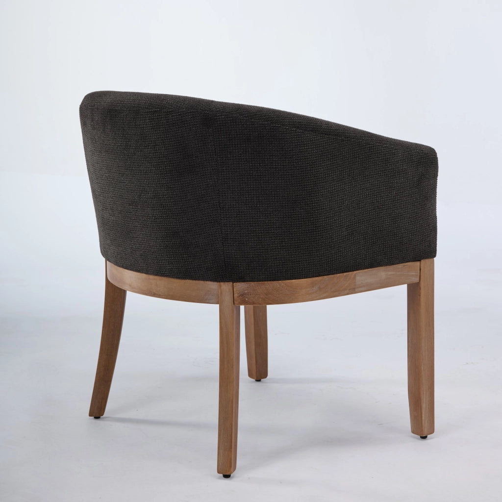 Sedia da pranzo con braccioli in ciniglia con struttura in legno massello stile mid century moderno grigio antracite