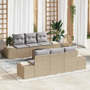 Set Divano da Giardino 8 pcs Beige e grigio polyrattan