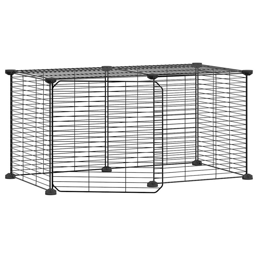 Gabbia per animali domestici a 8 pannelli con porta 35 x 35 cm Nero 02_0041604