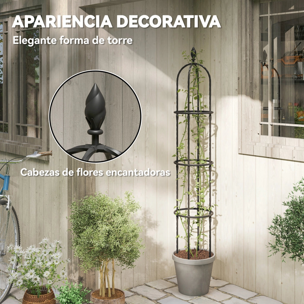 Obelisco Giardino Acciaio per Piante Rampicanti ¨C zephmum ¨C Nero 174cm