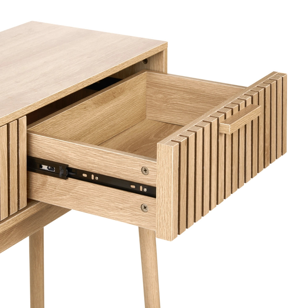 Tavolo Consolle Legno Chiaro Gambe in legno massiccio MDF 2 Cassetti Soggiorno Camera da letto Corridoio